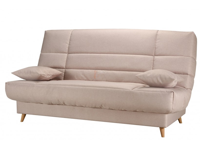 Banquette Clic-Clac tissu beige avec matelas STARFLEX