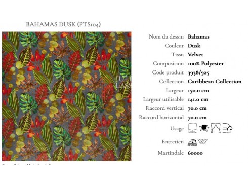 Tissus BAHAMAS velours imprimés collection Caribbean