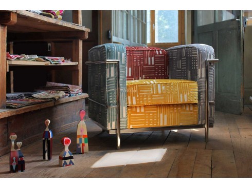 Tissus Tribeca motifs velours sur fond chenillé.