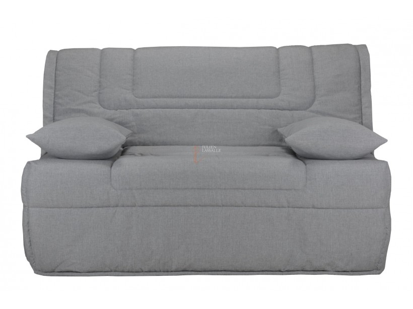 Banquette BZ tissu gris chiné matelas Sofaflex 140x190 cm ép. 9 cm