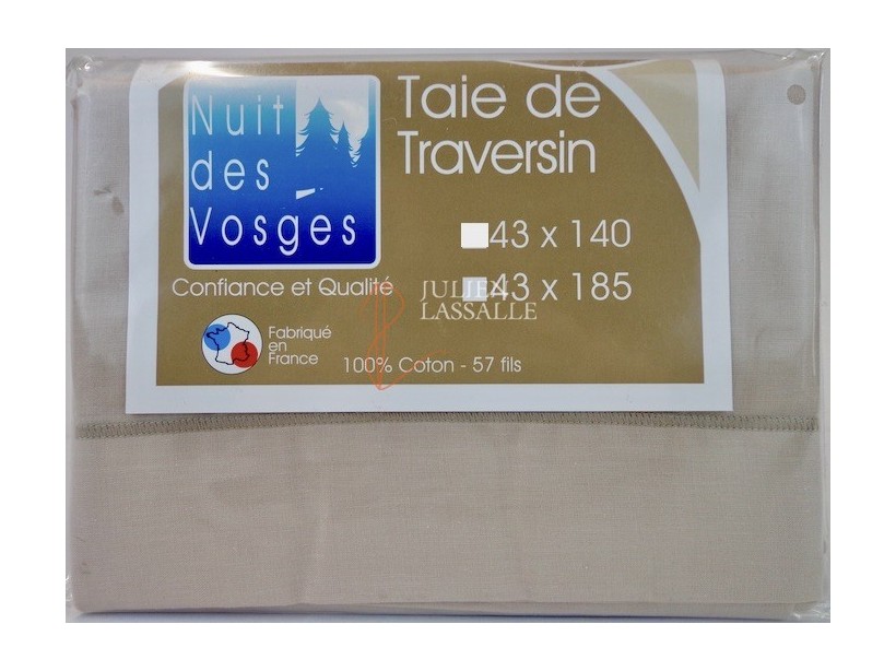 Taie de traversin NUIT DES VOSGES 100% coton unie 43x140 cm.