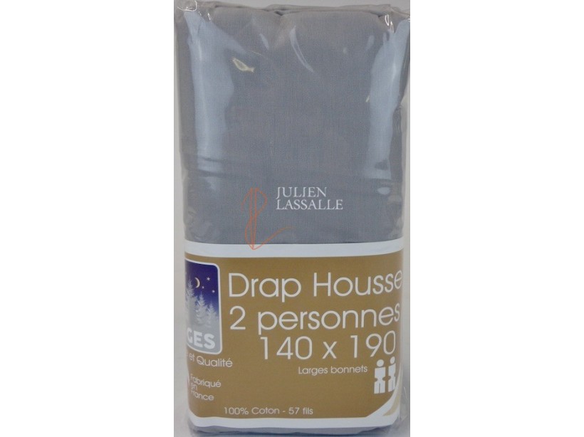 Drap housse NUIT DES VOSGES 140 x 190 cm larges bonnets 100% coton uni
