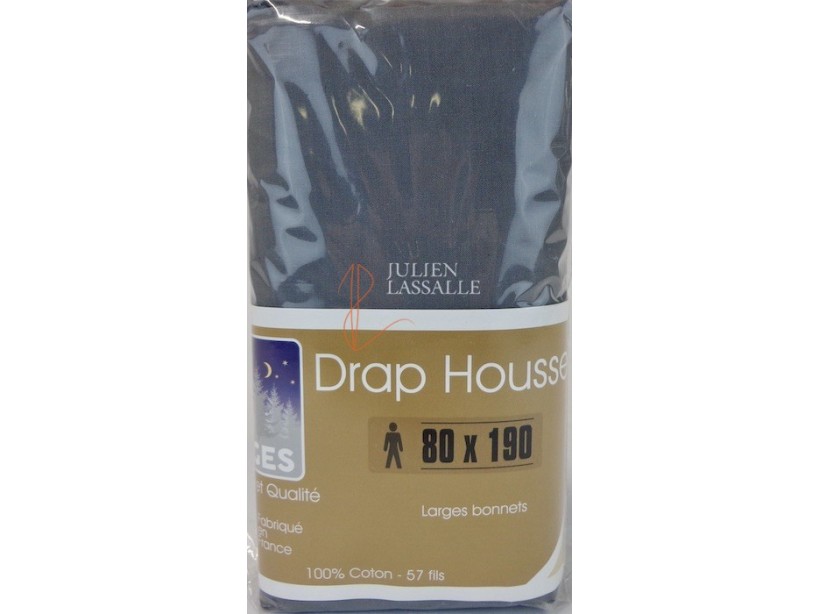 Drap housse NUIT DES VOSGES 80 x 190 cm larges bonnets 100% coton uni