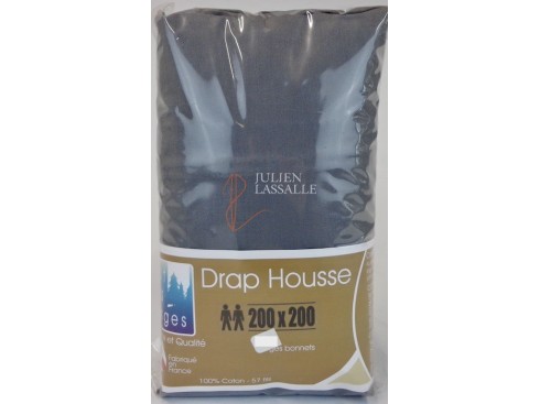 Drap housse NUIT DES VOSGES 200 x 200 cm larges bonnets 100% coton uni