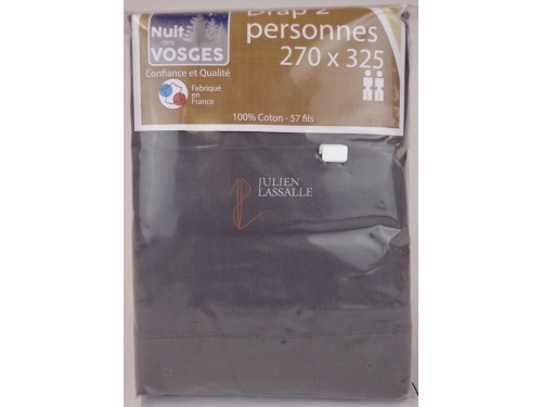 ALPES BLANC - Parure de draps Nuit des Vosges 100% coton 90 (3p) Gris