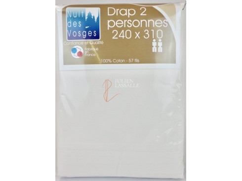 Drap 2 personnes NUIT DES VOSGES 240 x 310 cm uni 100% coton