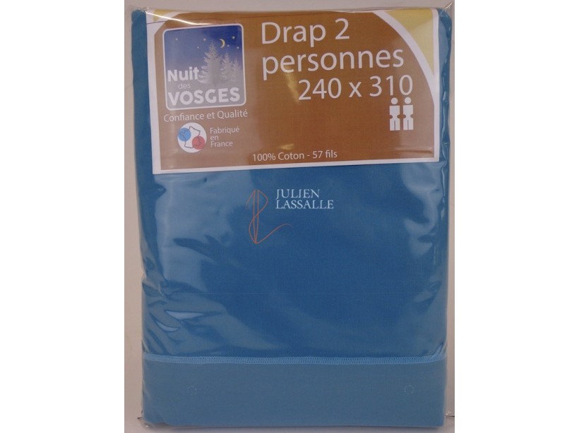 Drap 2 personnes NUIT DES VOSGES 240 x 310 cm uni 100% coton