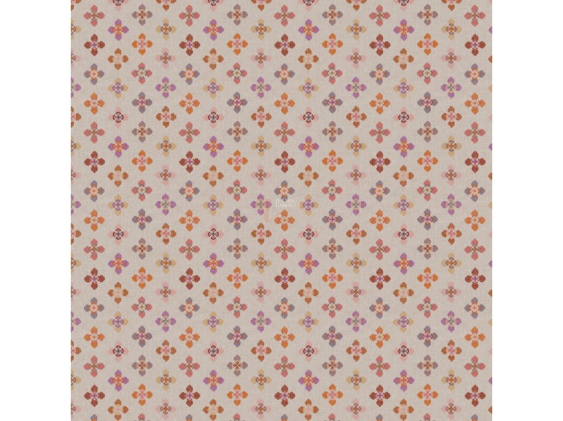 Tissu FLOWER LOVE motifs brodés sur fond de toile - Jab