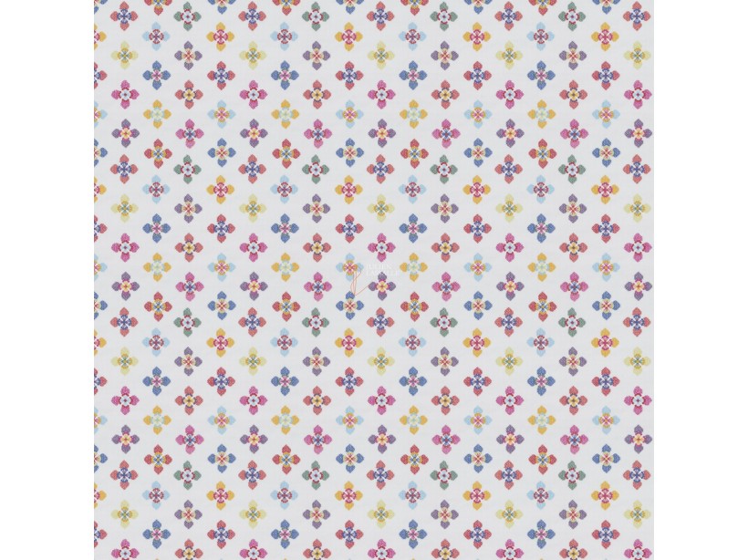 Tissu FLOWER LOVE motifs brodés sur fond de toile - Jab