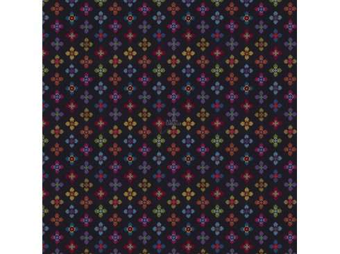 Tissu FLOWER LOVE motifs brodés sur fond de toile - Jab