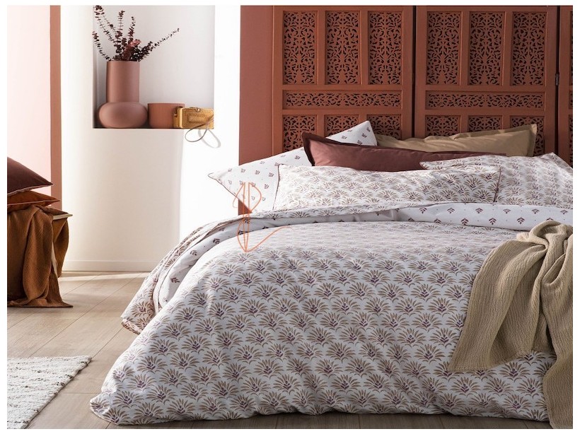 Housse de couette percale de coton motif fleur