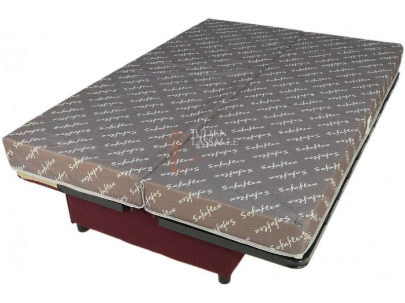 Banquette Clic-clac tissu gris clair avec matelas SOFAFLEX ép. 11cm