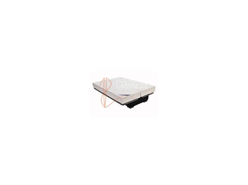 Banquette Clic-Clac tissu beige avec matelas SOFACONFORT ép. 14 cm