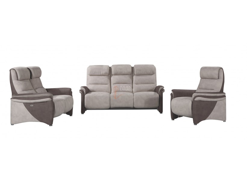 Canapé ou fauteuil de relaxation Plénitude micro peau mastic & brun taupé