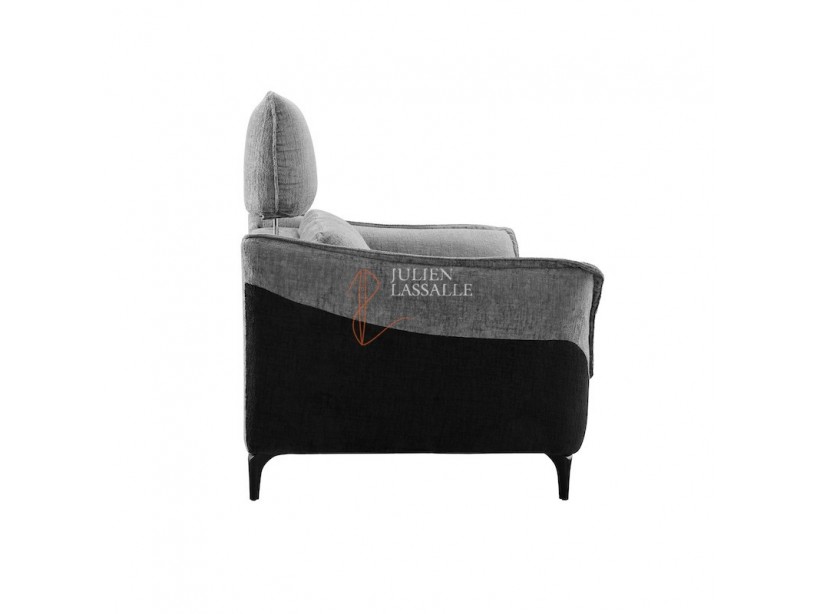 Canapé et fauteuil Dune tissu gris anthracite et carbone