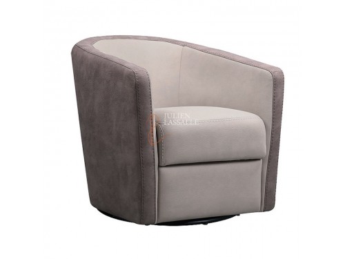 Fauteuil Versatile pivotant tissu micro peau mastic & brun taupé