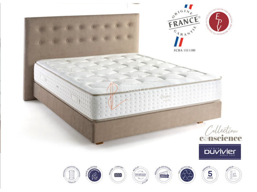 Matelas Organic Duvivier 750 ressorts ensachés renforcés Périplus