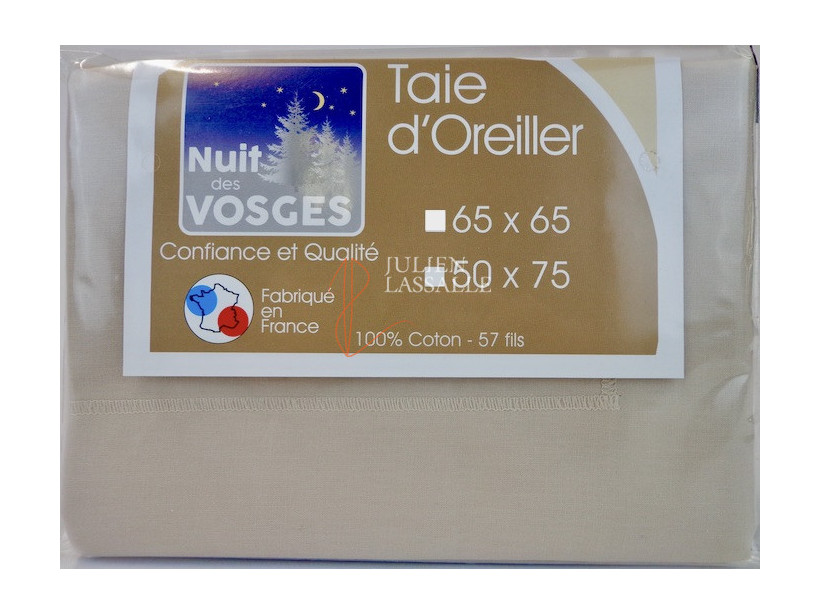 Taie d'oreiller carrée NUIT DES VOSGES 65x65 cm 100% coton unie