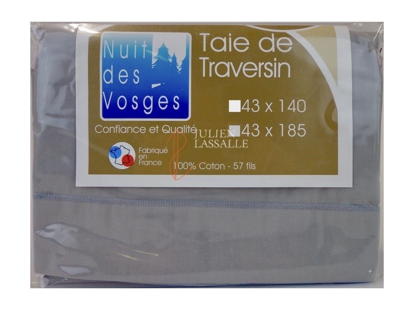 Taie de traversin NUIT DES VOSGES 100% coton unie 43x185 cm.