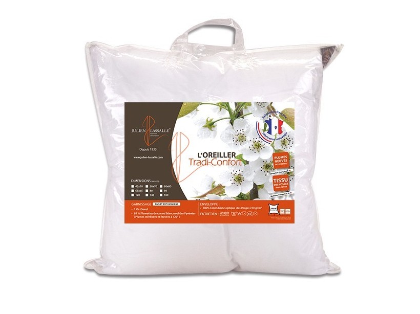 Oreiller Tradi-confort 100% naturel - 15% duvet et 85% plumettes
