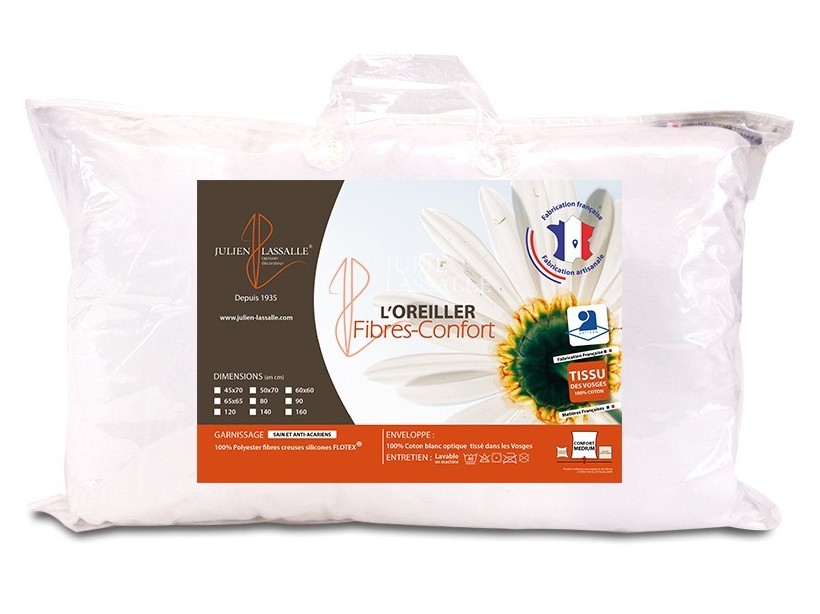 Oreiller Fibres-confort enveloppe 100% coton